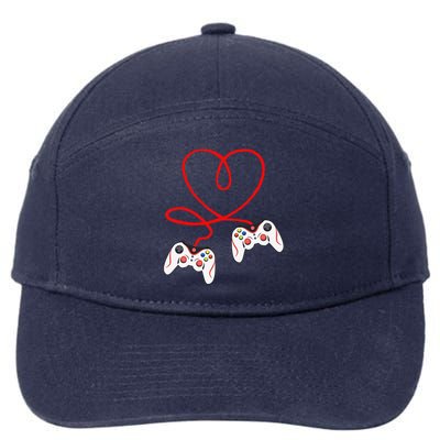 Heart Game Controllers Video Gamers Gaming Valentine's Day 7-Panel Snapback Hat