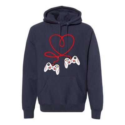 Heart Game Controllers Video Gamers Gaming Valentine's Day Premium Hoodie