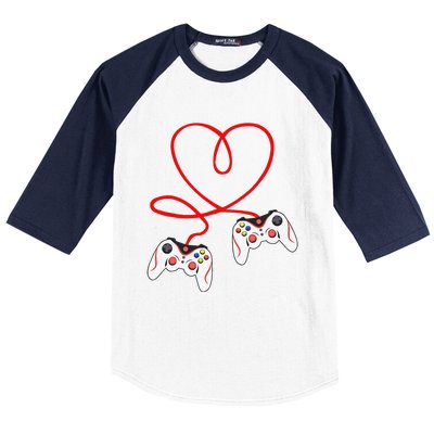 Heart Game Controllers Video Gamers Gaming Valentine's Day Baseball Sleeve Shirt