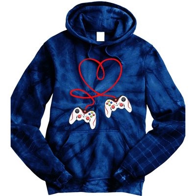 Heart Game Controllers Video Gamers Gaming Valentine's Day Tie Dye Hoodie