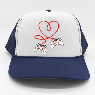 Heart Game Controllers Video Gamers Gaming Valentine's Day Trucker Hat