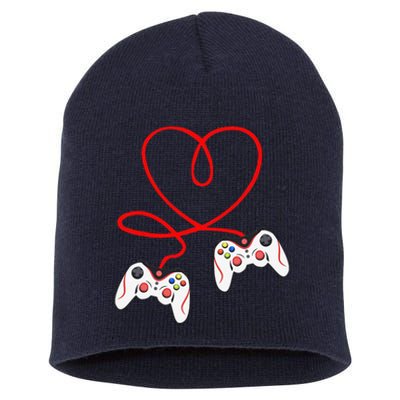 Heart Game Controllers Video Gamers Gaming Valentine's Day Short Acrylic Beanie