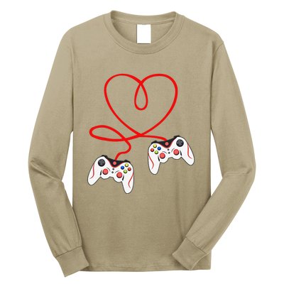 Heart Game Controllers Video Gamers Gaming Valentine's Day Long Sleeve Shirt