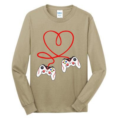 Heart Game Controllers Video Gamers Gaming Valentine's Day Tall Long Sleeve T-Shirt