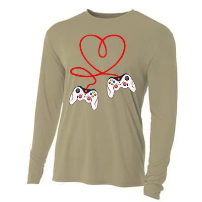 Heart Game Controllers Video Gamers Gaming Valentine's Day Cooling Performance Long Sleeve Crew