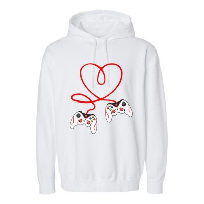 Heart Game Controllers Video Gamers Gaming Valentine's Day Garment-Dyed Fleece Hoodie