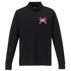 Heart Glasses Cute Axolotl Valentines Day Animal Performance Long Sleeve Polo