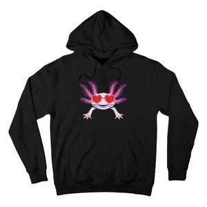 Heart Glasses Cute Axolotl Valentines Day Animal Hoodie