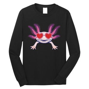 Heart Glasses Cute Axolotl Valentines Day Animal Long Sleeve Shirt