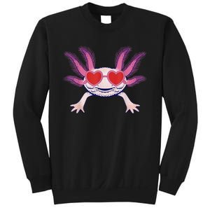 Heart Glasses Cute Axolotl Valentines Day Animal Sweatshirt