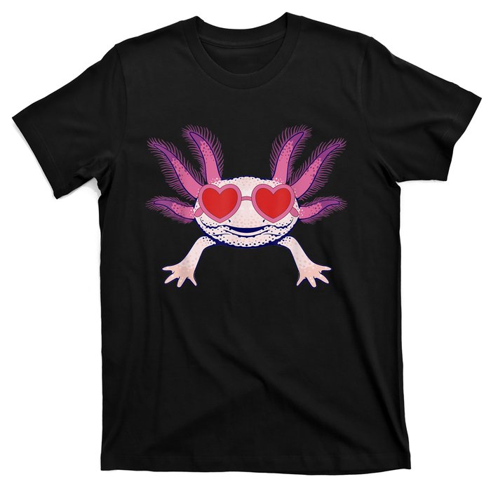 Heart Glasses Cute Axolotl Valentines Day Animal T-Shirt