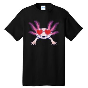 Heart Glasses Cute Axolotl Valentines Day Animal Tall T-Shirt