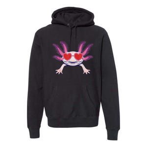 Heart Glasses Cute Axolotl Valentines Day Animal Premium Hoodie