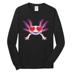 Heart Glasses Cute Axolotl Valentines Day Animal Tall Long Sleeve T-Shirt