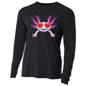 Heart Glasses Cute Axolotl Valentines Day Animal Cooling Performance Long Sleeve Crew