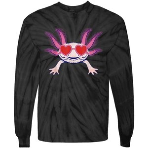 Heart Glasses Cute Axolotl Valentines Day Animal Tie-Dye Long Sleeve Shirt