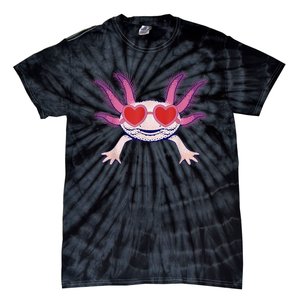 Heart Glasses Cute Axolotl Valentines Day Animal Tie-Dye T-Shirt