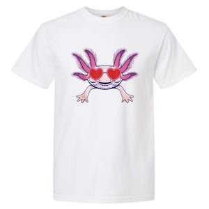 Heart Glasses Cute Axolotl Valentines Day Animal Garment-Dyed Heavyweight T-Shirt