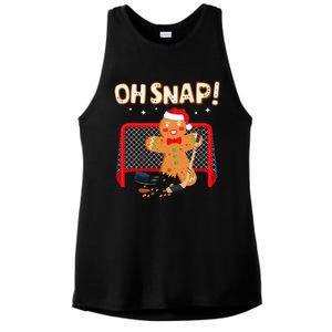 Hockey Goalie Christmas Gingerbread Man Oh Snap Cookie Ladies PosiCharge Tri-Blend Wicking Tank