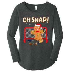 Hockey Goalie Christmas Gingerbread Man Oh Snap Cookie Women's Perfect Tri Tunic Long Sleeve Shirt