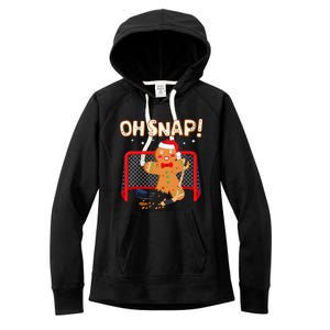 Hockey Goalie Christmas Gingerbread Man Oh Snap Cookie Women's Fleece Hoodie