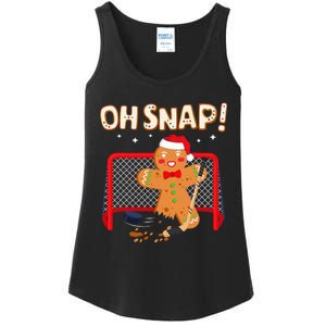 Hockey Goalie Christmas Gingerbread Man Oh Snap Cookie Ladies Essential Tank