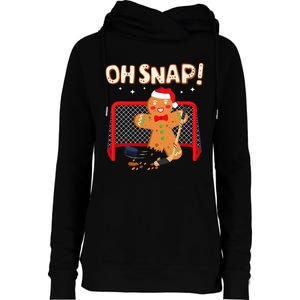 Hockey Goalie Christmas Gingerbread Man Oh Snap Cookie Womens Funnel Neck Pullover Hood