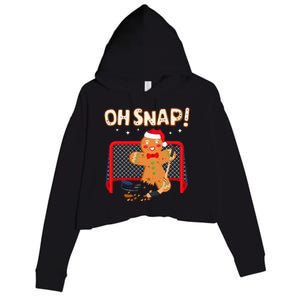 Hockey Goalie Christmas Gingerbread Man Oh Snap Cookie Crop Fleece Hoodie