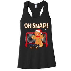 Hockey Goalie Christmas Gingerbread Man Oh Snap Cookie Women's Racerback Tank