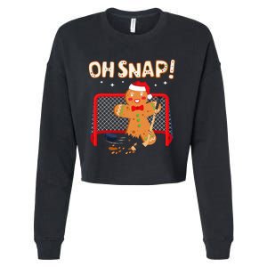 Hockey Goalie Christmas Gingerbread Man Oh Snap Cookie Cropped Pullover Crew