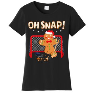 Hockey Goalie Christmas Gingerbread Man Oh Snap Cookie Women's T-Shirt