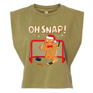 Hockey Goalie Christmas Gingerbread Man Oh Snap Cookie Garment-Dyed Women's Muscle Tee