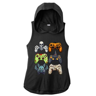 Halloween Gaming Controllers Skeleton Witch Zombie Mummy Ladies PosiCharge Tri-Blend Wicking Draft Hoodie Tank