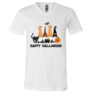 Halloween Gnomes Cute Autumn Pumpkin Fall Holiday Gift V-Neck T-Shirt