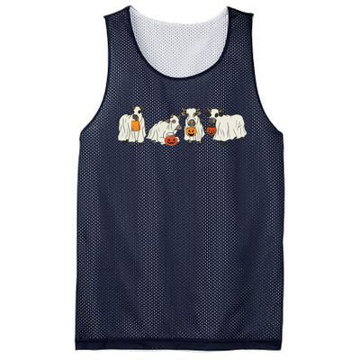 Halloween Ghost Cow Western Halloween Cow Halloween Cowboy Sweat Mesh Reversible Basketball Jersey Tank