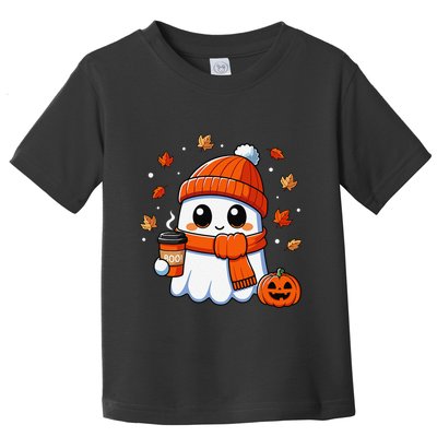 Halloween Ghost Coffee Boo Spooky Season Fall Gift Toddler T-Shirt