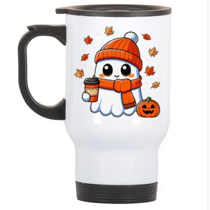 Halloween Ghost Coffee Boo Spooky Season Fall Gift Stainless Steel Travel Mug