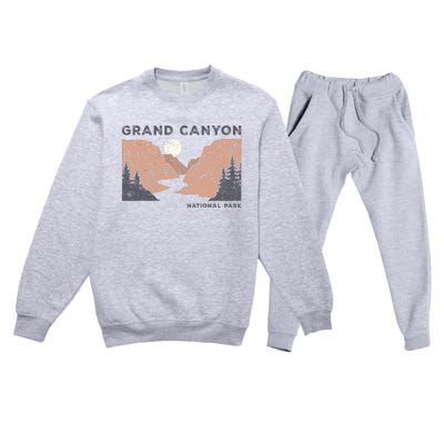 Hiked Grand Canyon National Park Arizona Vintage Premium Crewneck Sweatsuit Set