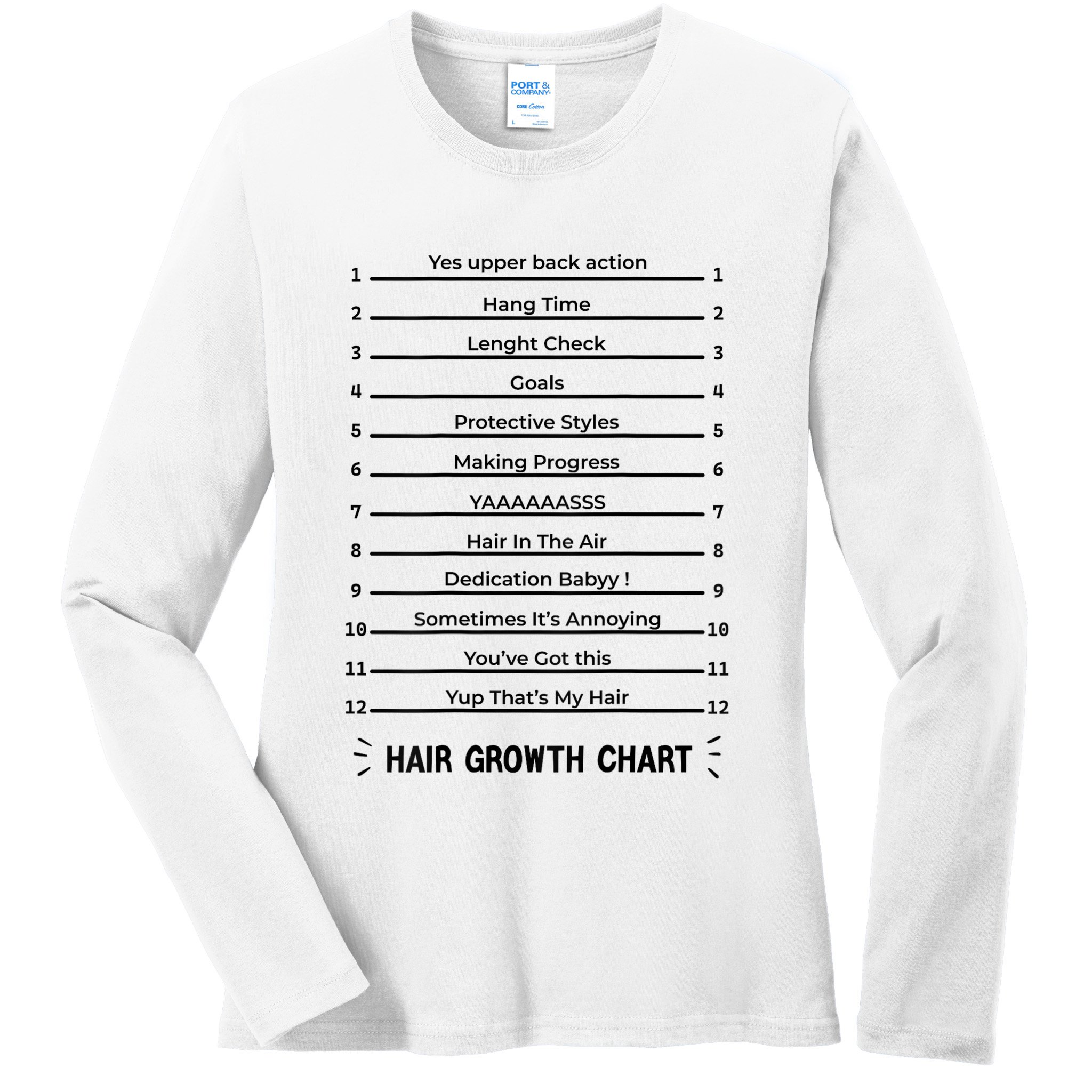 Hair Growth Chart Length Check For Your Stylish Long Hair Ladies Long Sleeve Shirt