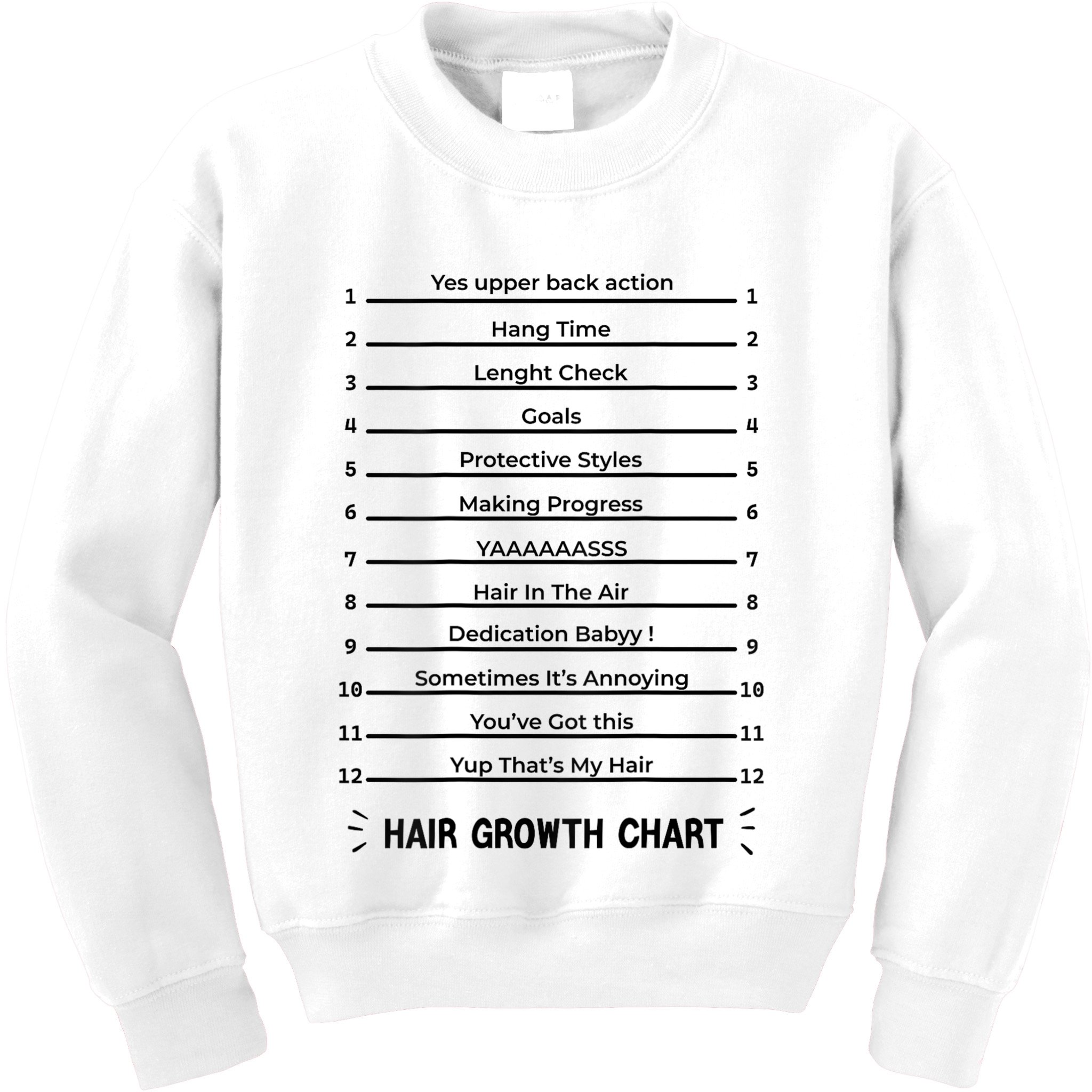Hair Growth Chart Length Check For Your Stylish Long Hair Kids Sweatshirt