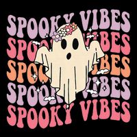 Halloween Ghost Costume with Retro Floral Spooky Vibes Stripe Pom Pom Beanie