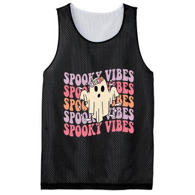 Halloween Ghost Costume with Retro Floral Spooky Vibes Mesh Reversible Basketball Jersey Tank