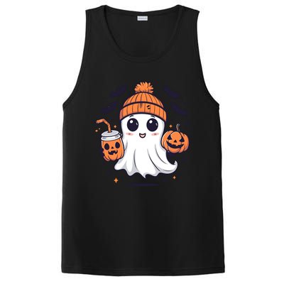 Halloween Ghost Cute Ghost Drinking Coffee Ice Coffee Wo PosiCharge Competitor Tank