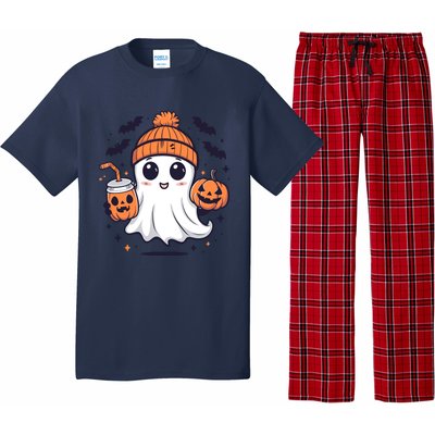 Halloween Ghost Cute Ghost Drinking Coffee Ice Coffee Wo Pajama Set