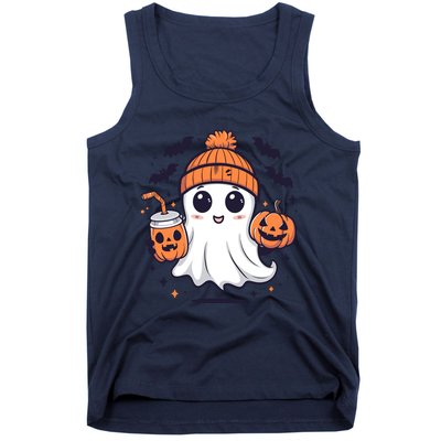 Halloween Ghost Cute Ghost Drinking Coffee Ice Coffee Wo Tank Top