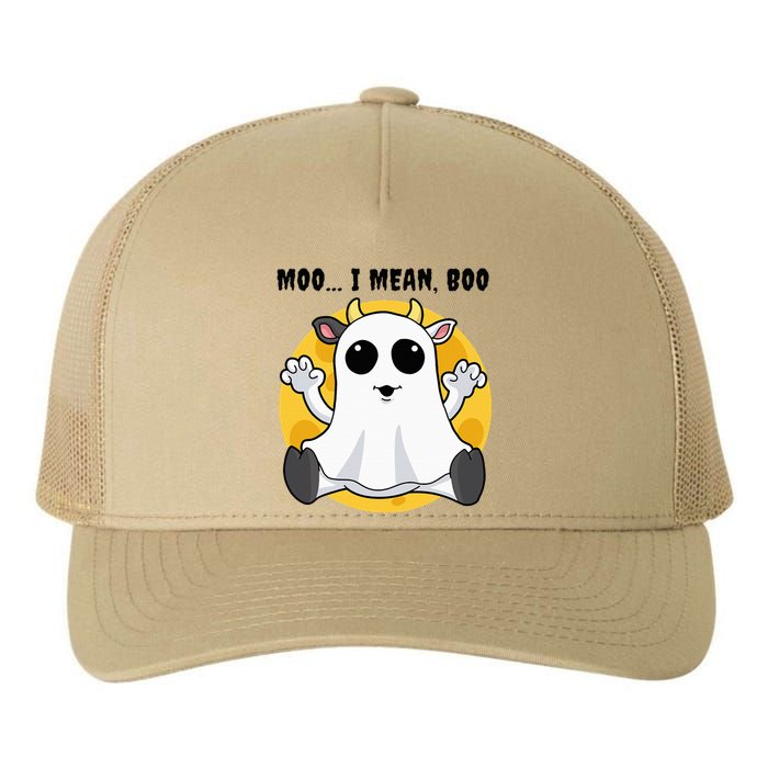 Halloween Ghost Cow Moo I Mean Boo Yupoong Adult 5-Panel Trucker Hat