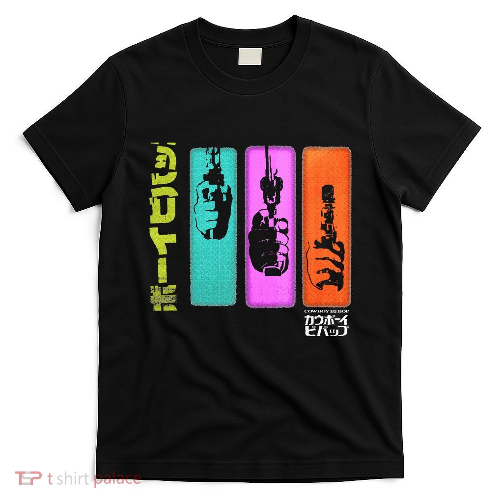 Hand Gun Colorful Panels T-Shirt