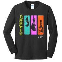 Hand Gun Colorful Panels Kids Long Sleeve Shirt