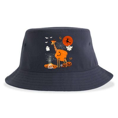 Halloween Giraffe Costume Horror Pumpkin Boo Ghost Lover Sustainable Bucket Hat