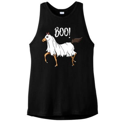 Horse Ghost Costume Funny Equestrian Horse Lover Halloween Ladies PosiCharge Tri-Blend Wicking Tank